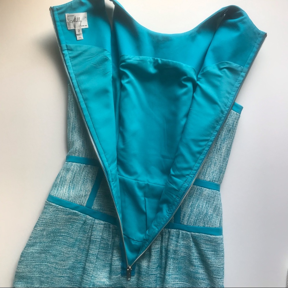 Milly Jamie dress in aqua tweed - Picture 12 of 15
